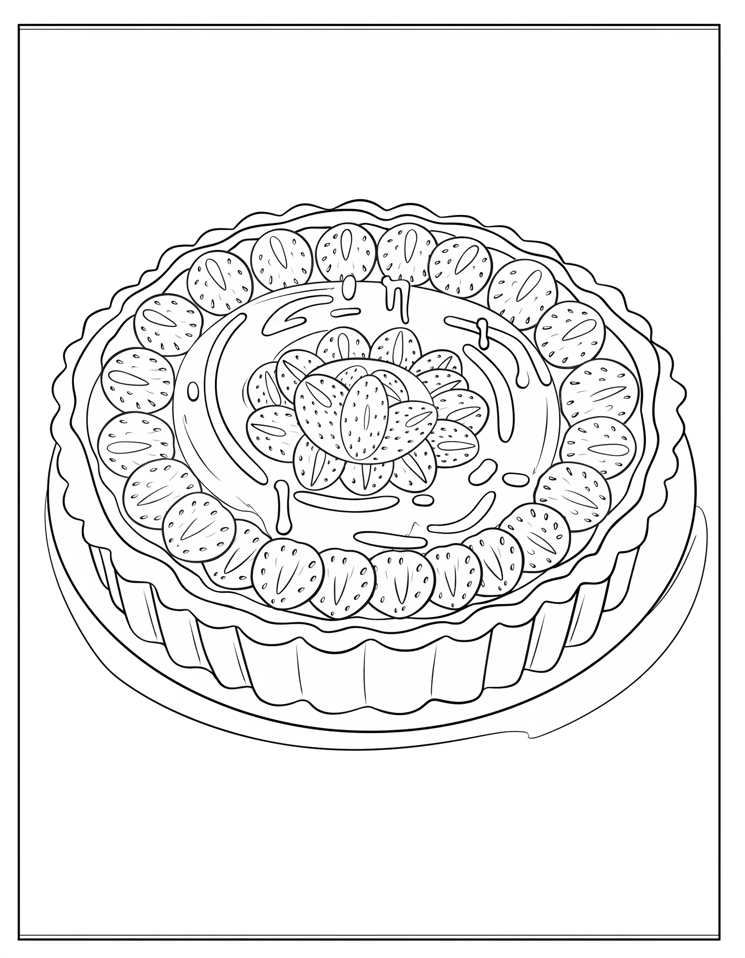 Tarte aux Fraises Éclatante, Coloriage pâtisserie à imprimer gratuitement